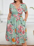 VESTIDO DE MUJER CUELLO V CON ESTAMPADO FLORAL
