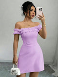VESTIDO DE MUJER CON HOMBROS DESCUBIERTOS