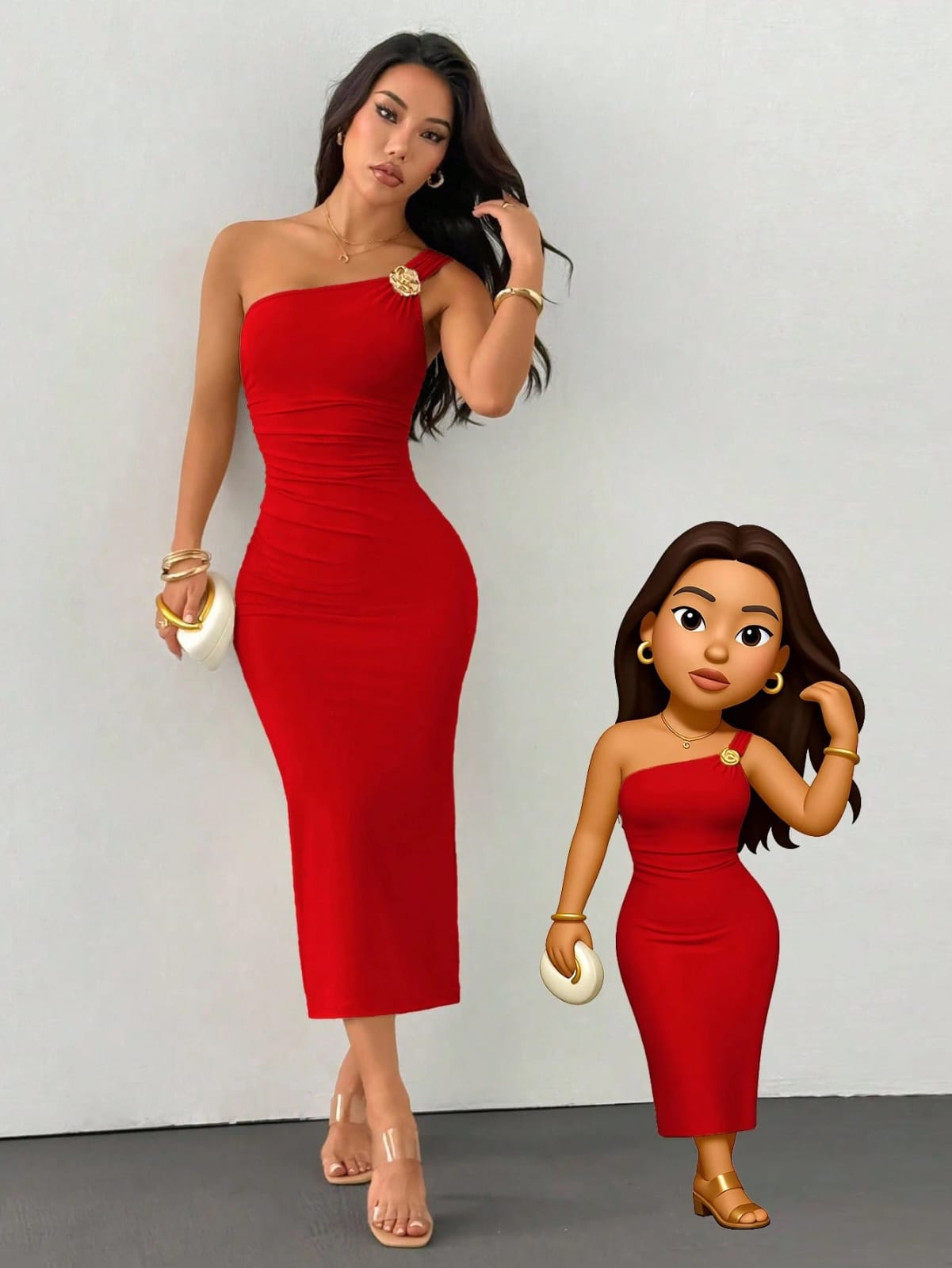 VESTIDO DE MUJER CON PLIEGUES ASIMETRICOS