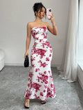 VESTIDO DE MUJER ESCOTADO CON ESTAMPADO FLORAL