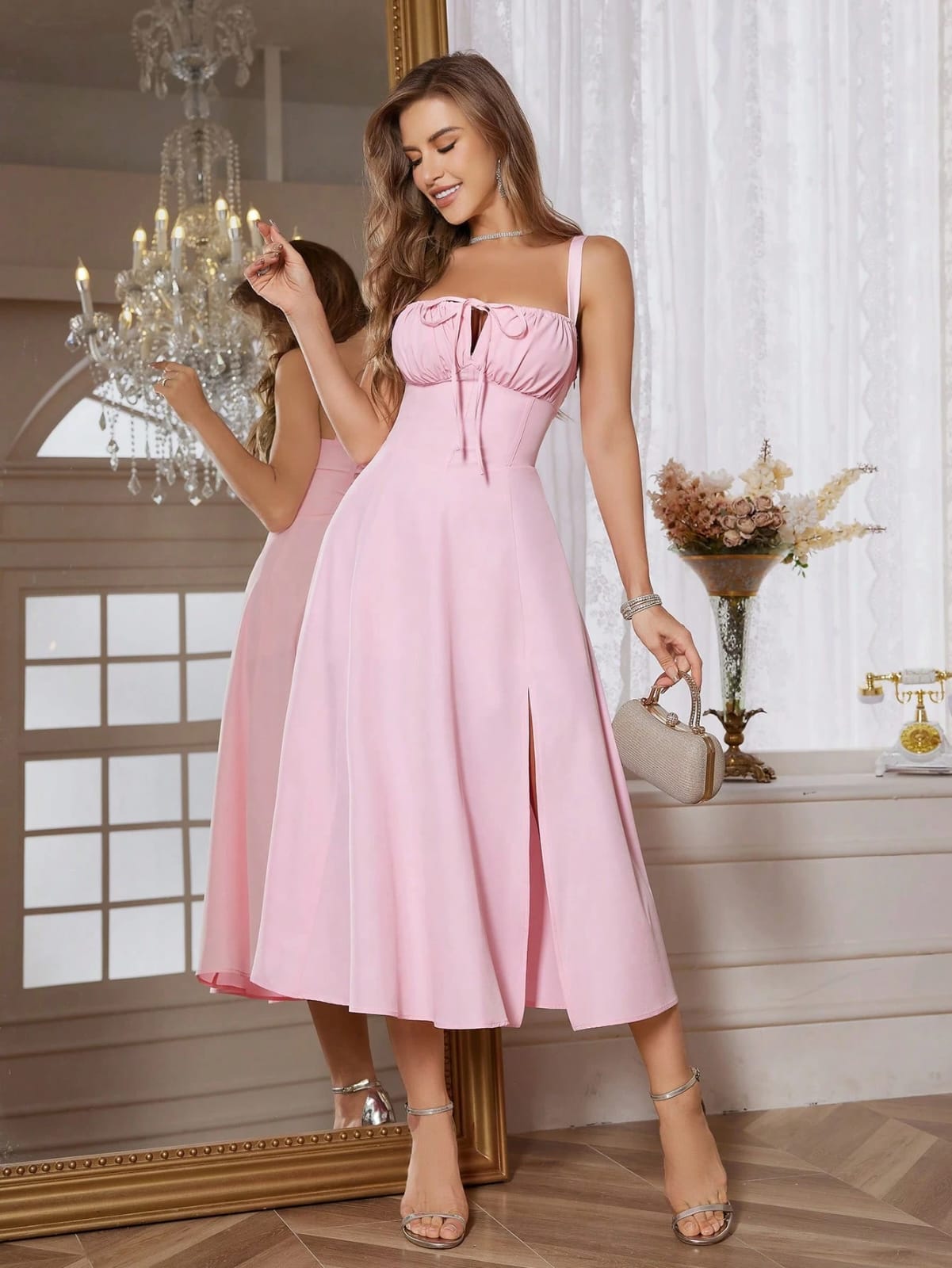 VESTIDO DE MUJER DE TIRANTES CON ABERTURA