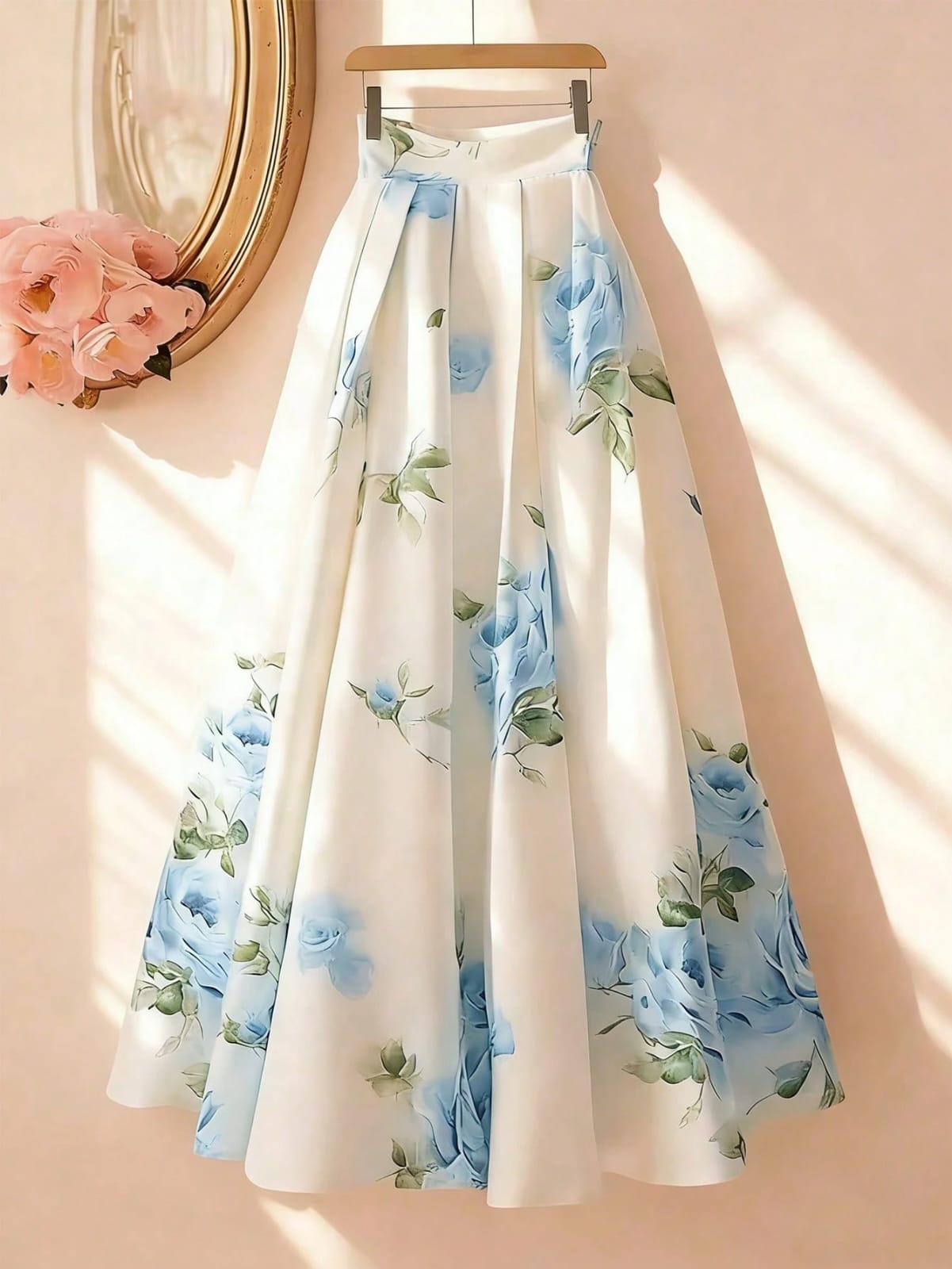 FALDA LARGA DE MUJER CON ESTAMPADO FLORAL