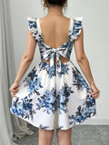 VESTIDO DE MUJER CON ESTAMPADO FLORAL ESPALDA DESCUBIERTA