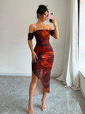 VESTIDO LARGO DE MUJER MANGA CAIDA