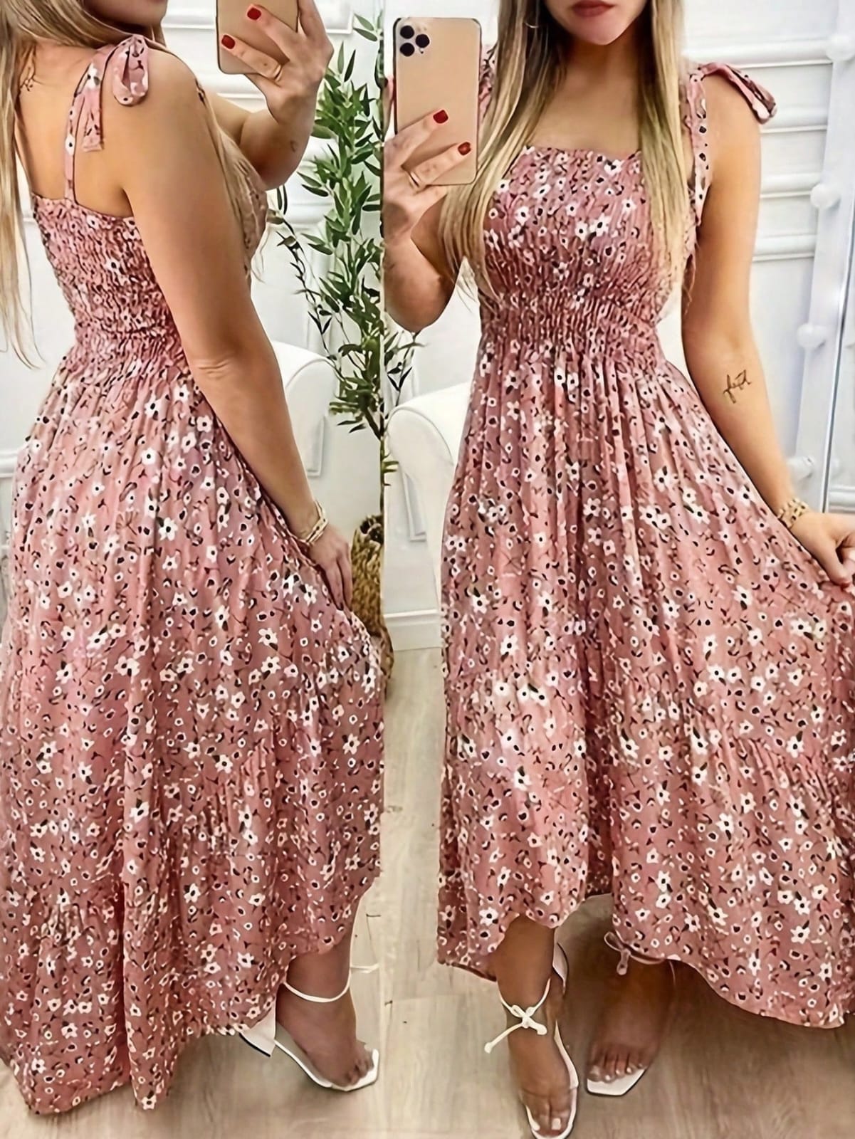 VESTIDO DE MUJER DE TIRANTES LARGO DE ATRAS