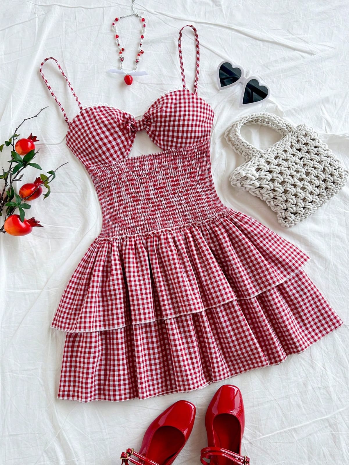 VESTIDO DE MUJER CON DOBLE CAPA DE VOLANTES