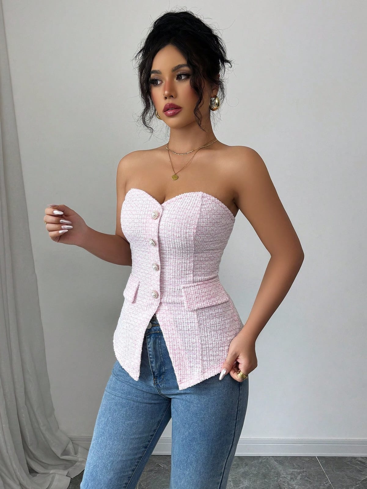 TOP DE MUJER COM BOTONES