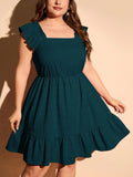 VESTIDO DE MUJER CON MANGAS DE DOBLADILLO CON VOLANTES