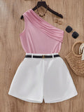 COMJUNTO DE SHORTS Y BLUSA DE 1 MANGA