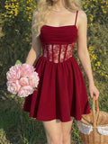 VESTIDO DE TIRANTES CON ADORNO DE ENCAJE