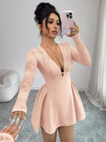 VESTIDO DE MUJER DE MANGA LARGA DE ENCAJE