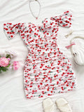 VESTIDO DE HOMBROS DESCUBIERTOS CON ESTAMPADO DE CEREZAS