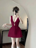 VESTIDO DE MUJER SIN MANGAS ESCOTE V Y LAZOS