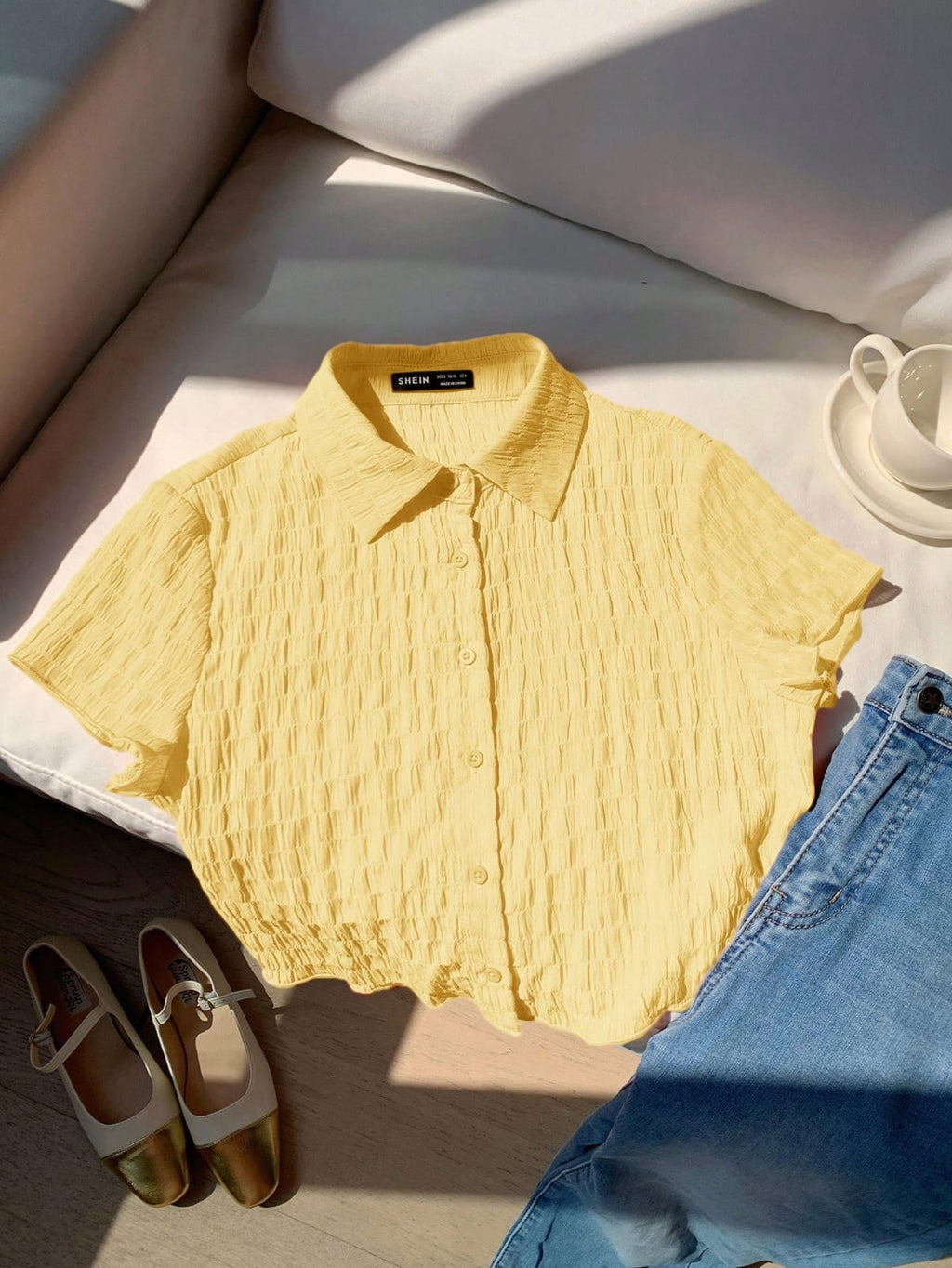 CAMISA DE MANGA CORTA DE PUNTO DE CREPE