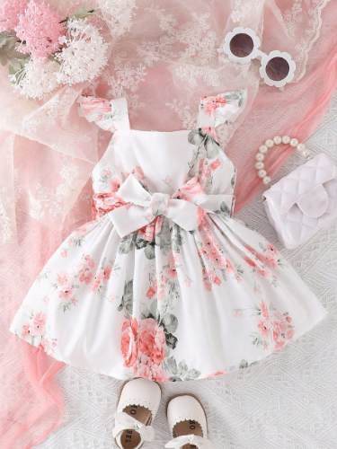 VESTIDO DE NIÑA COLOR BLANCO CON FLORES TALLA 2 A 3 AÑOS 00004369