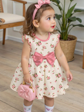 VESTIDO DE NIÑA CON FLORES ROSADAS