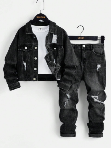 CONJUNTO DE JEAN DE NIÑA COLOR NEGRO TALLA 10 AÑOS 00001089