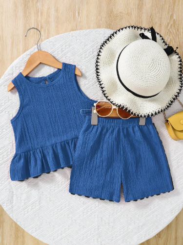 CONJUNTO CHORS DE NIÑA COLOR AZUL TALLA 5 AÑOS 0007514