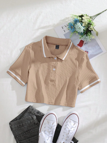 CAMISA CAFE DE CUELLO TALLA S 0007567