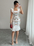 VESTIDO BLANCO CON DISEÑO DE FLORES TALLA M 0006875