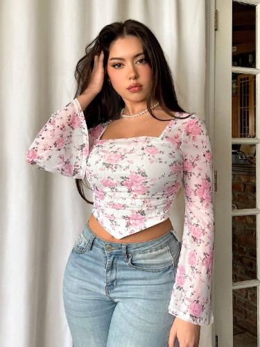 CAMISA MANGA LARGA EN TONO ROSADO TALLA M 0005357