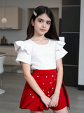 CONJUNTO DE CHORS DE NIÑA COLOR BLANCO CON ROJO TALLA 12 AÑOS 0007250