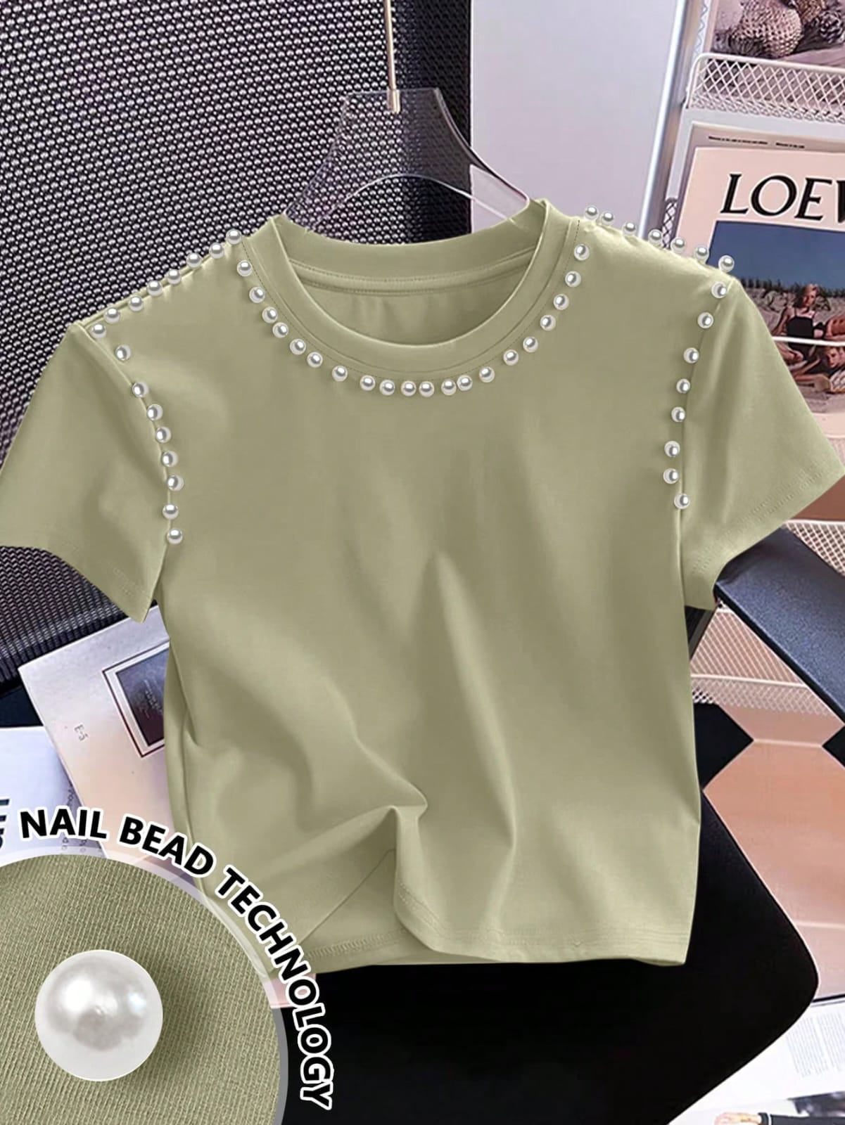 CAMISA DE DAMAS CON PERLAS
