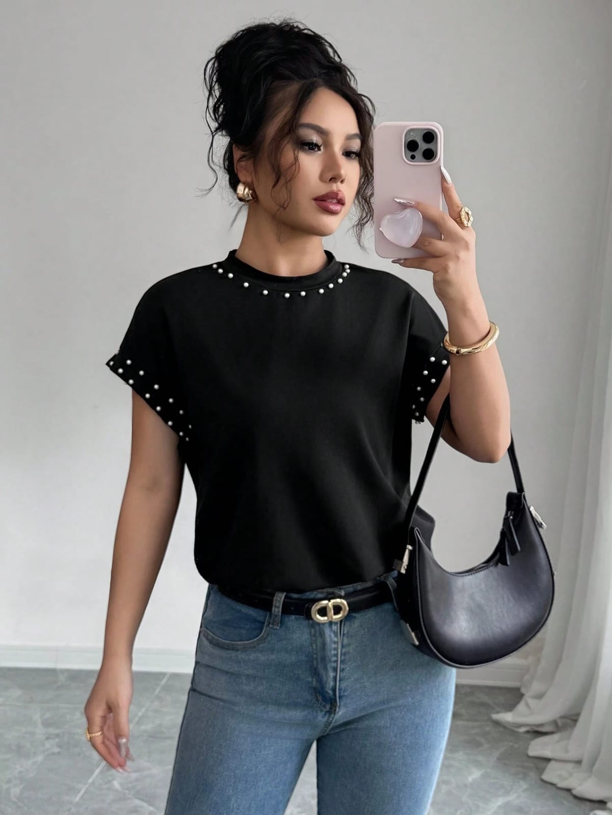 CAMISETA CON PERLAS DE DAMA