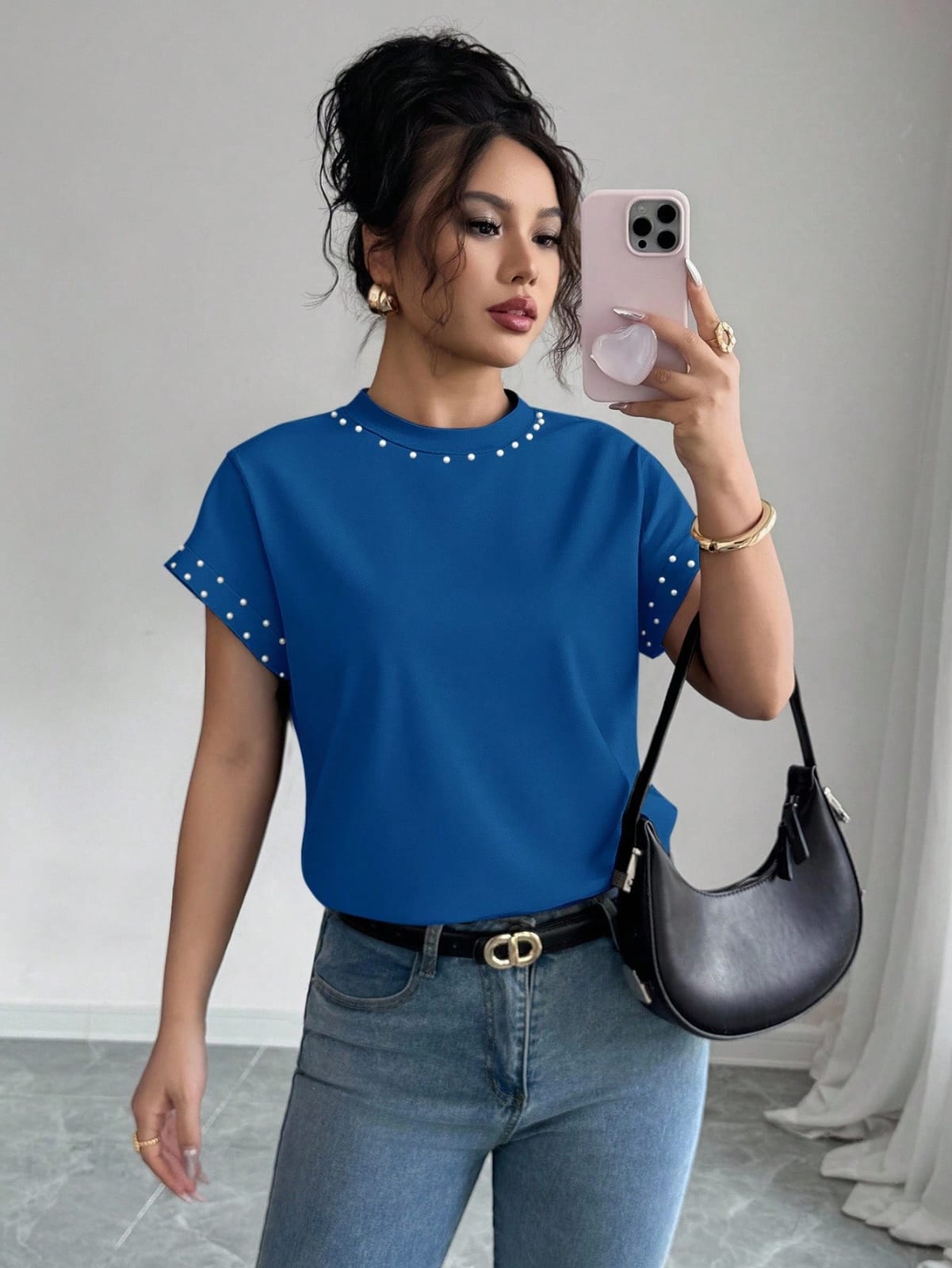 CAMISETA CON PERLAS DE DAMA