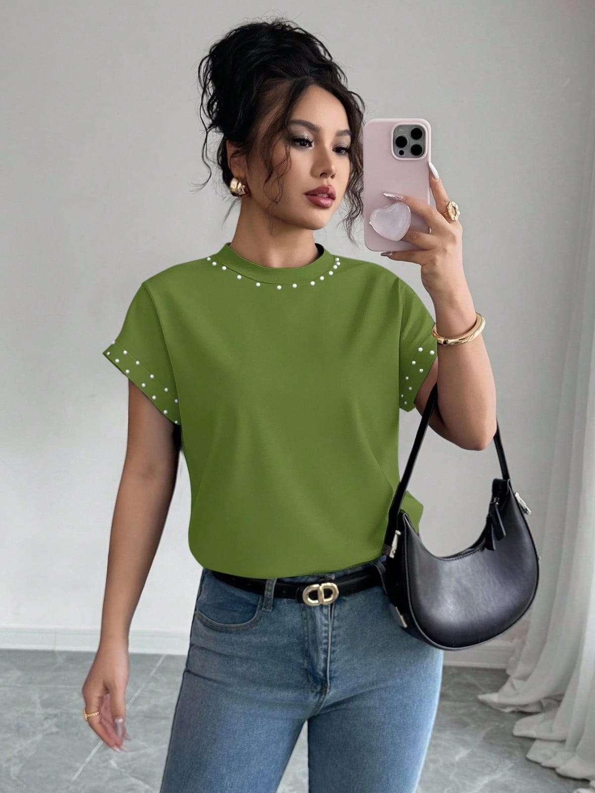 CAMISETA CON PERLAS DE DAMA