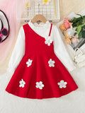 VESTIDO CON MANGA COLOR ROJO