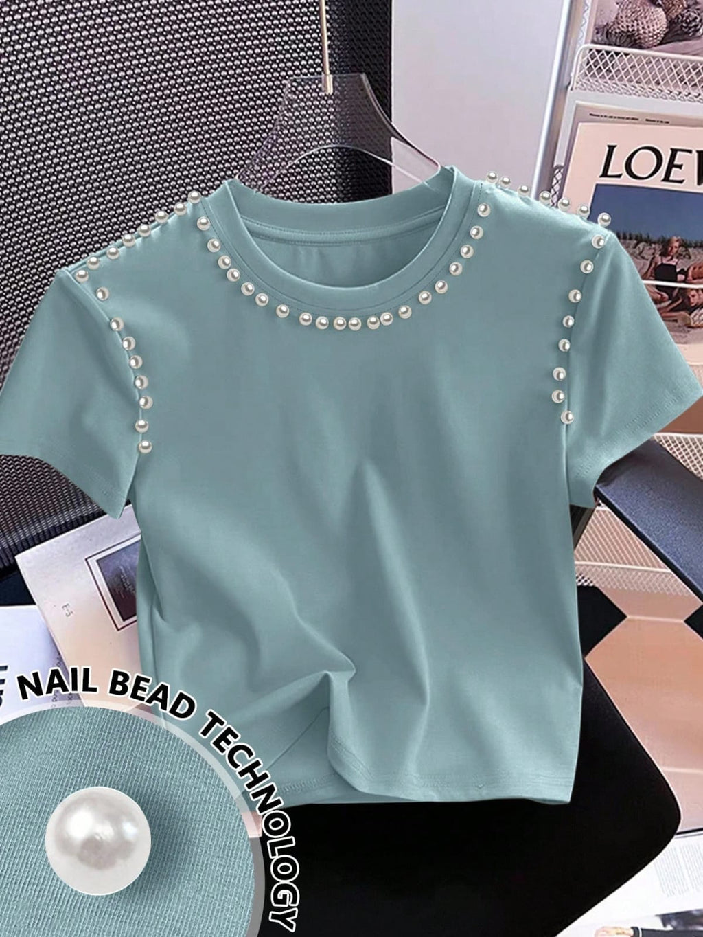 CAMISA DE DAMAS CON PERLAS