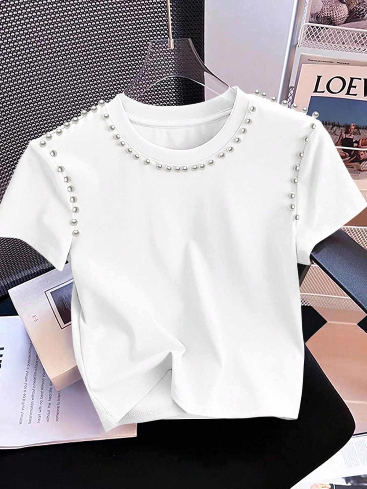 CAMISA DE DAMAS CON PERLAS