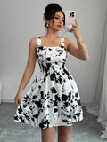 VESTIDO BLANCO CON DISELO NEGRO TALLA L 50000757