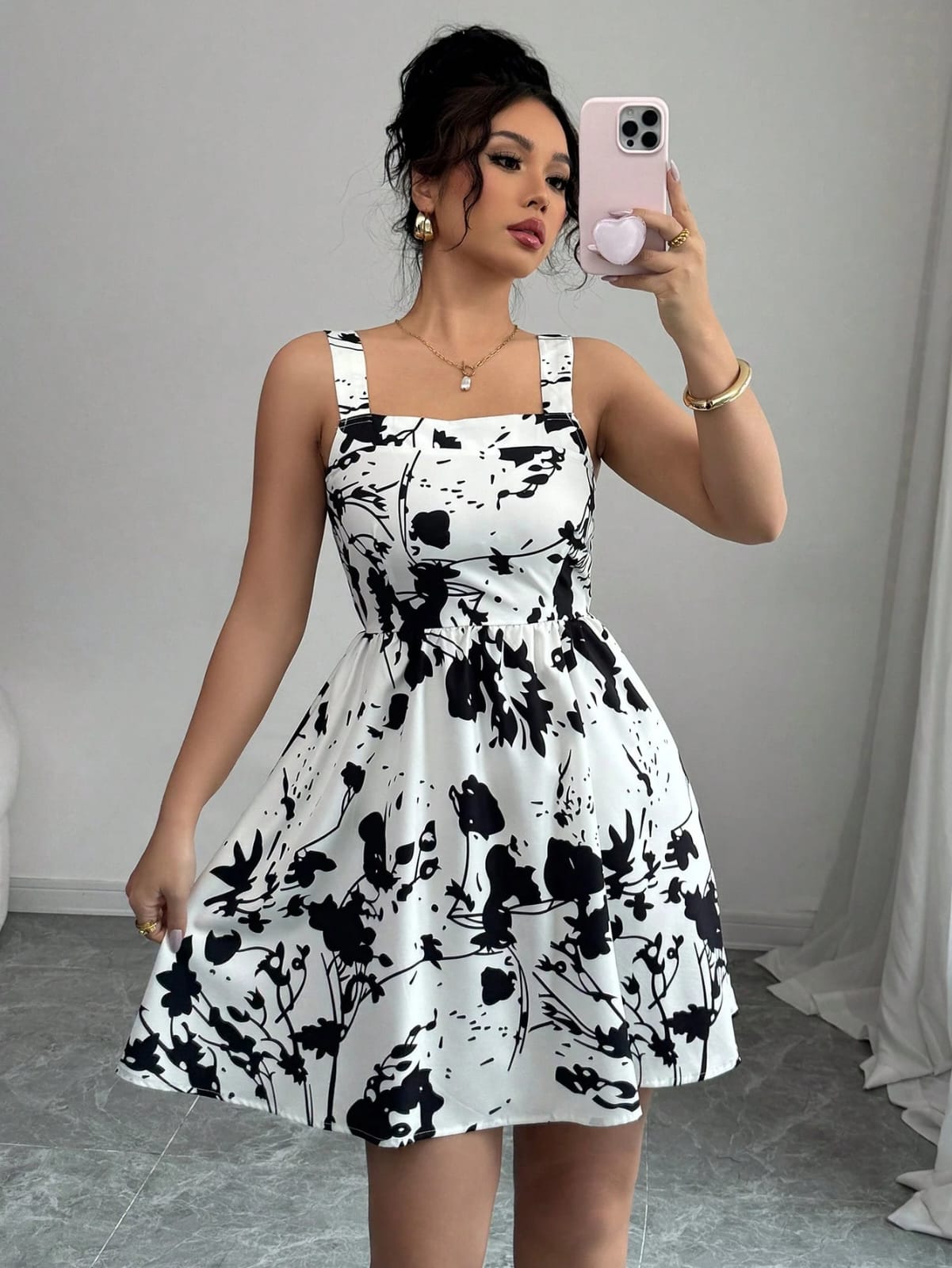 VESTIDO BLANCO CON DISELO NEGRO TALLA L 50000757