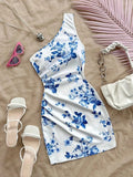 VESTIDO BLANCO CON FLORES AZULES TALLA M 50000755