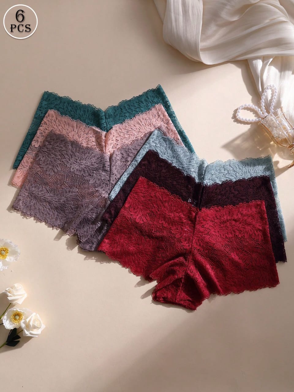 SET DE 6 PANTYS DE ENCAJE