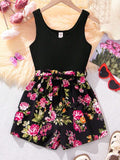 MONO DE NIÑA COLOR NEGRO CON FLORES TALLA 12 AÑOS 00002922
