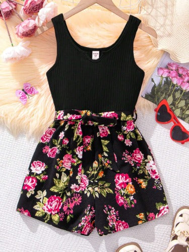 MONO DE NIÑA COLOR NEGRO CON FLORES TALLA 12 AÑOS 00002922