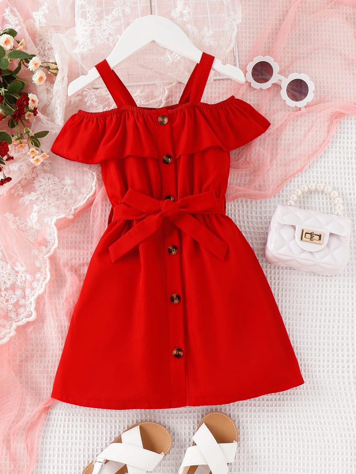 VESTIDO DE NIÑA COLOR ROJO TALLA 6 AÑOS 0007208