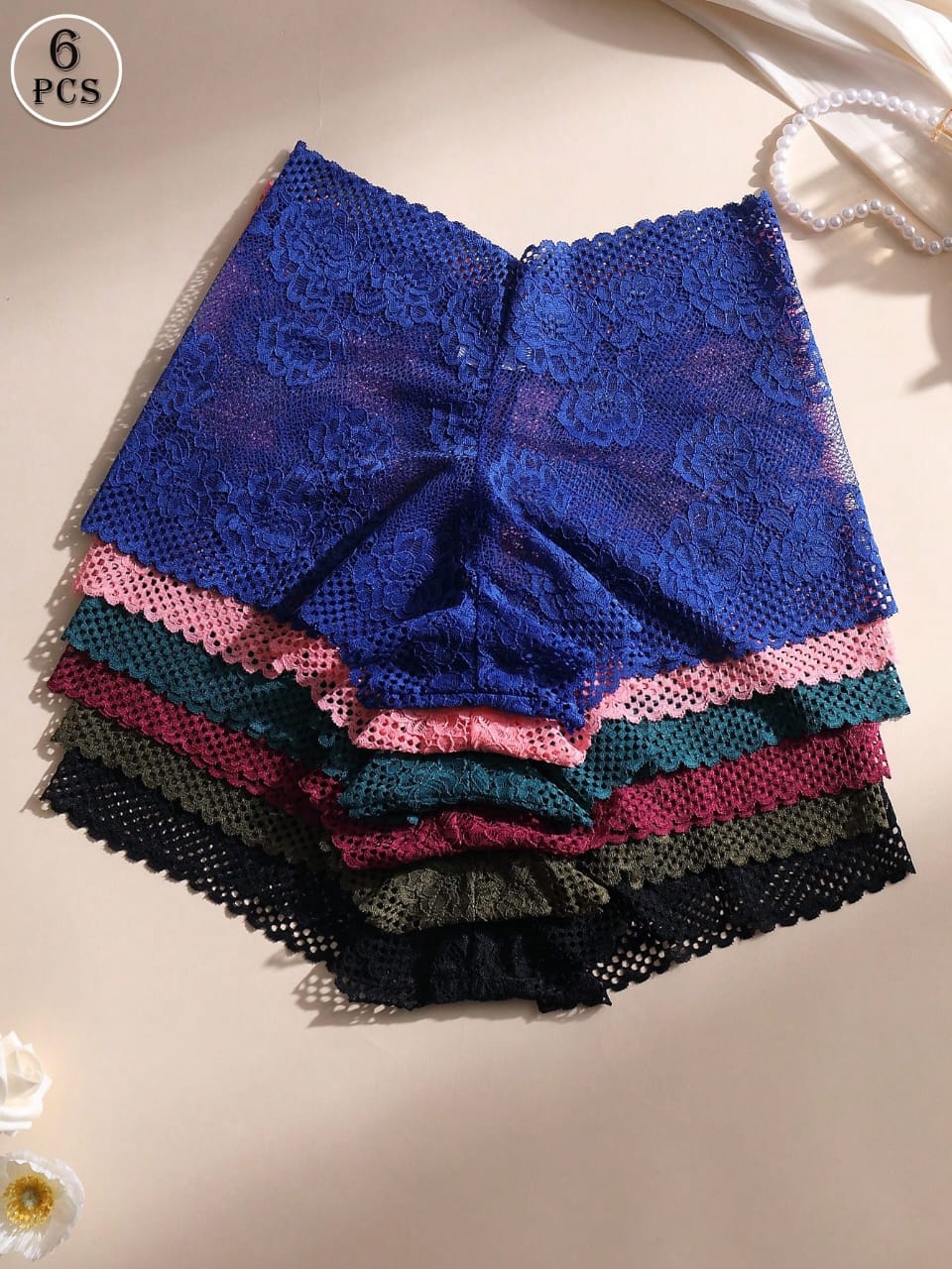 SET DE 6 PIEZAS DE PANTYS DE ENCAJE