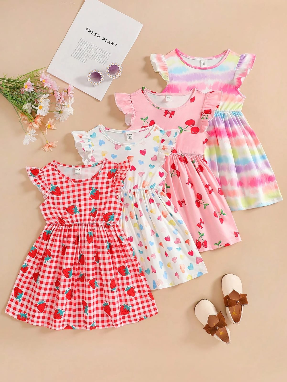 VESTIDO DE NIÑA COLOR BLANCO CON CORAZONES TALLA 5 AÑOS 50001132