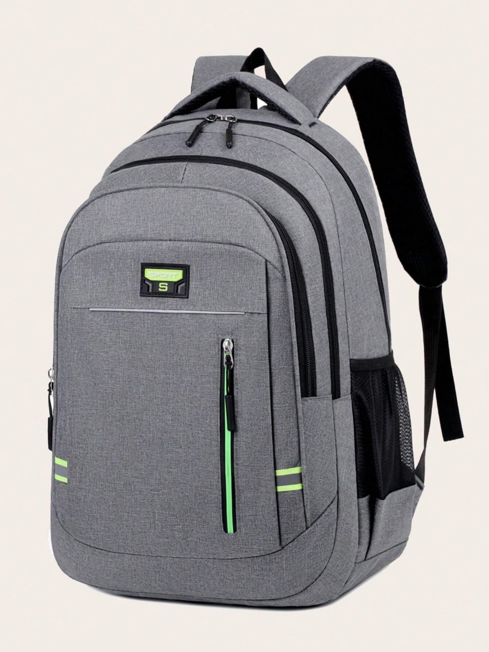 MOCHILA DE HOMBRE COLOR GRIS CON VERDE 0007668