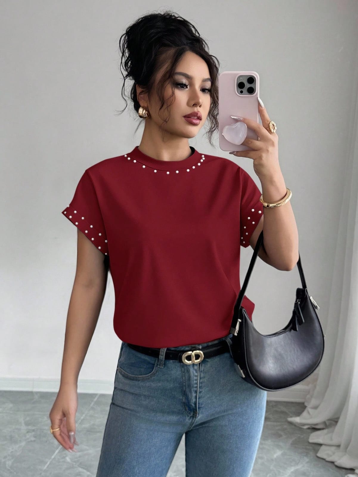 CAMISETA CON PERLAS DE DAMA