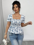 CAMISA BLANCA CON CELESTE DE MUJER