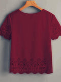 CAMISA ROJA DE DAMA CON DISEÑO EN LAS MANGAS Y EN LA PARTE DE ABAJO