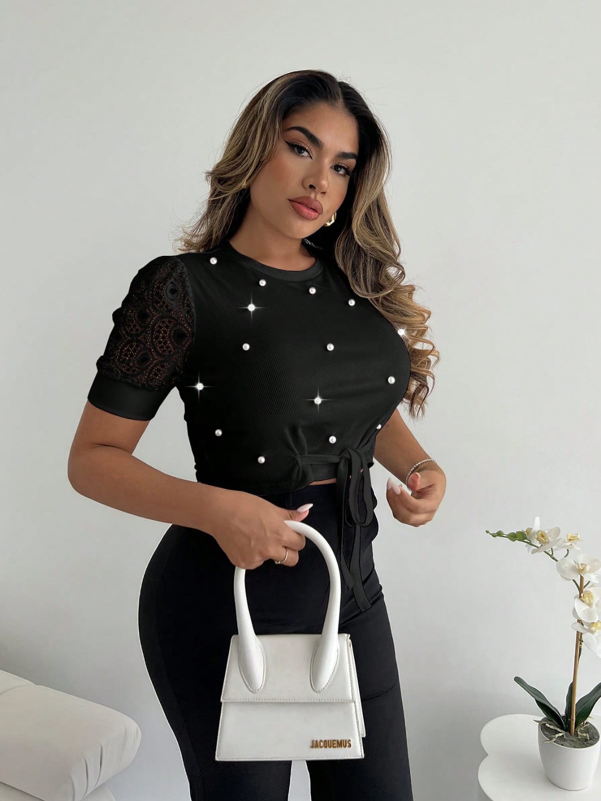 CAMISA DE PERLAS DE MUJER