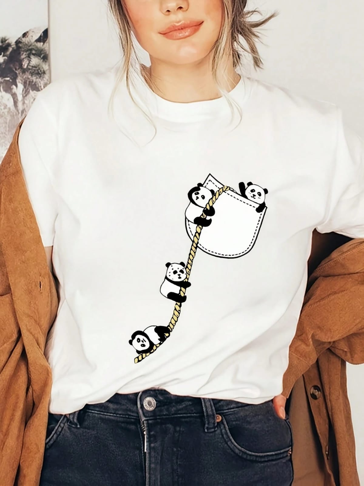 CAMISA DE MUJER CON DIBUJOS DE PANDA TALLA S 0007938