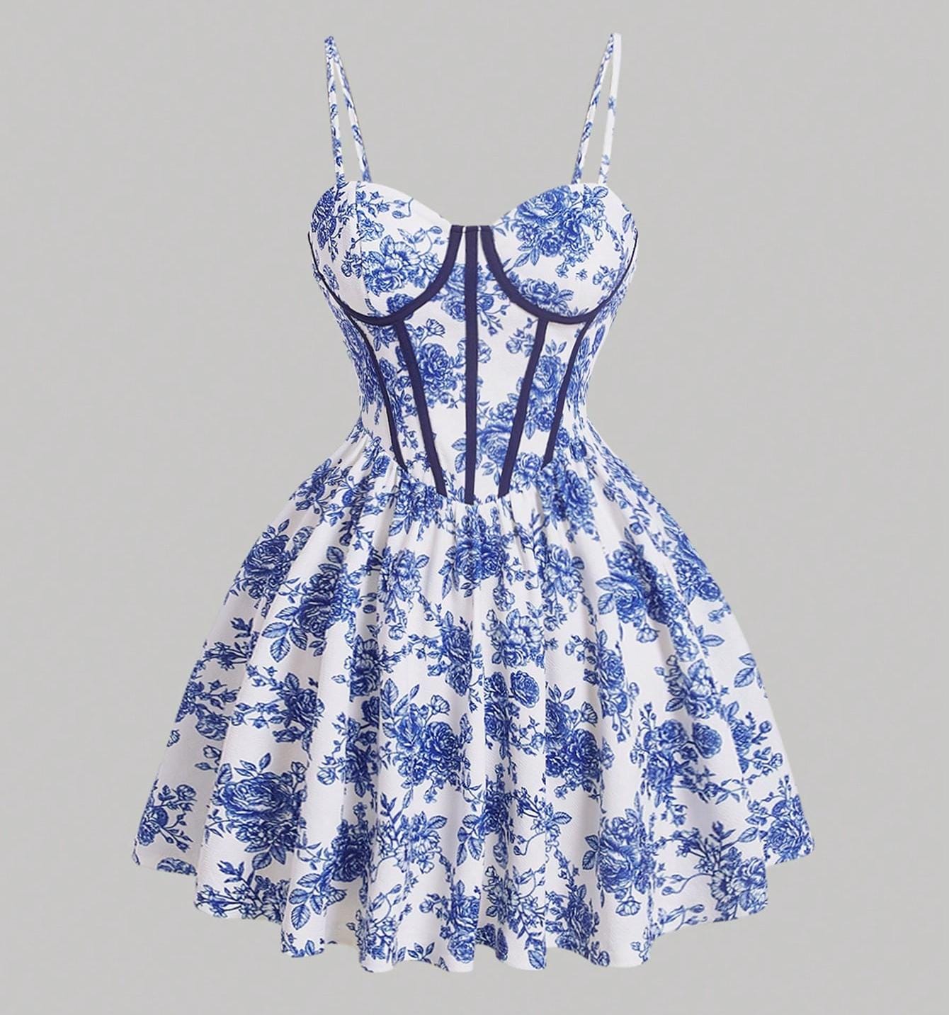 VESTIDO DE MUJER CORTO CON DIBUJOS DE FLORES