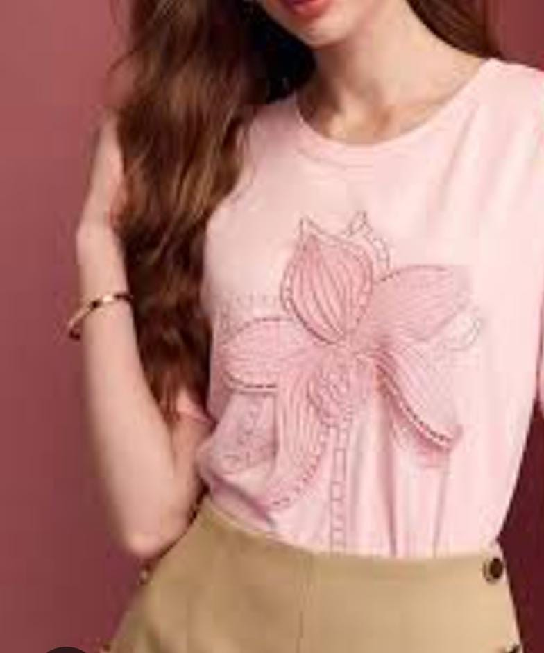 CAMISA OVERZISE ROSA DE MUJER CON DISEÑO DE FLOR TALLA XS 00001315